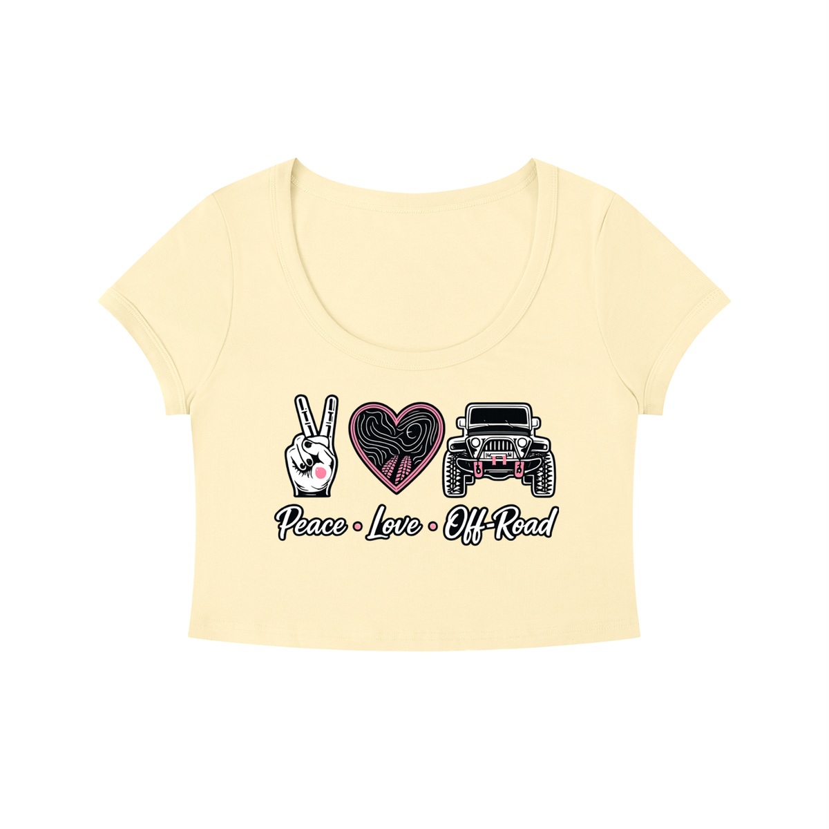 PEACE. LOVE. OFF-ROAD. Crop Tee