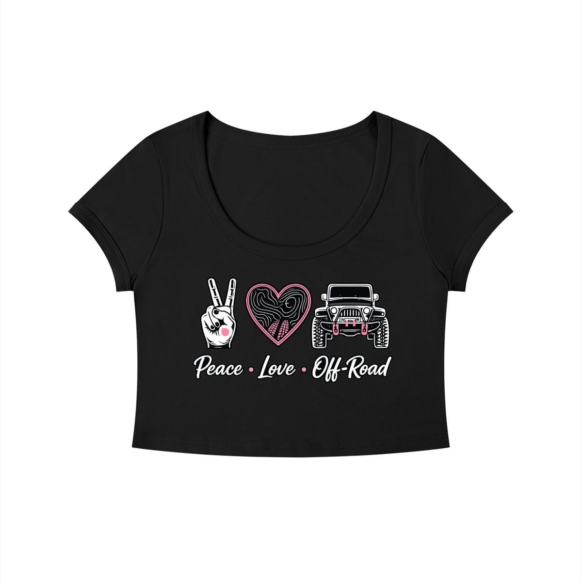 PEACE. LOVE. OFF-ROAD. Crop Tee