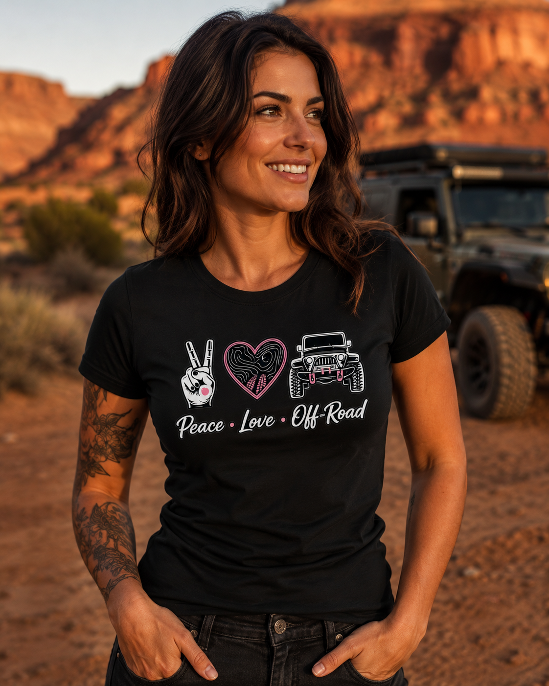 Women's Slim Fit Peace Love Off-Road