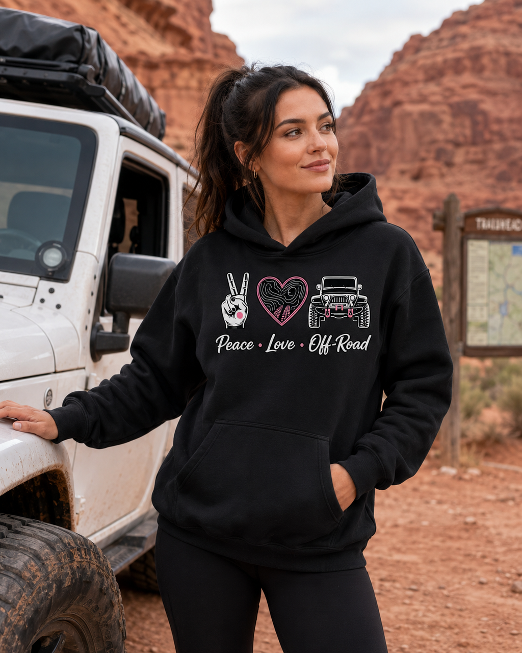 Peace Love Off-Road Oversized Fleece Hoodie