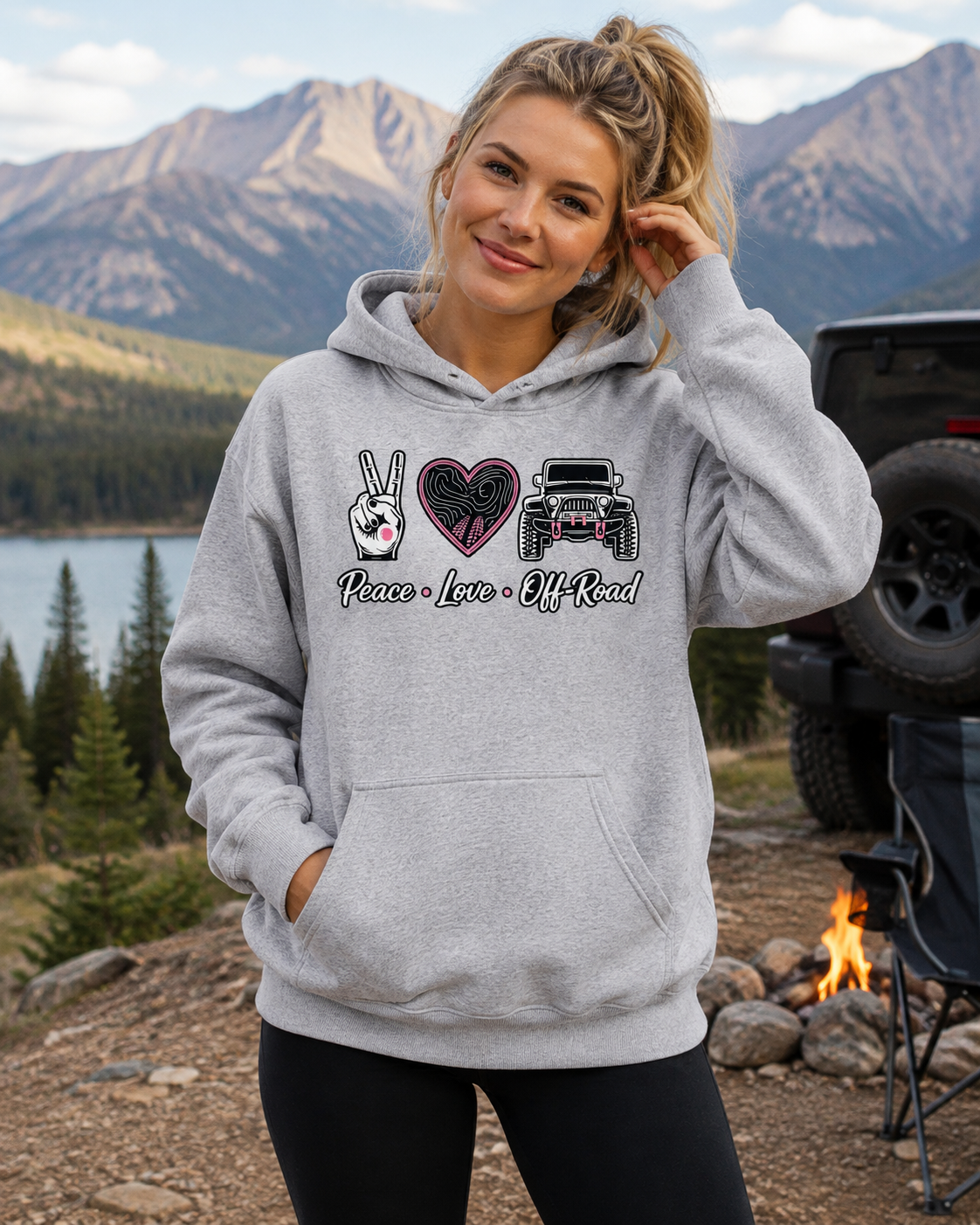 Peace Love Off-Road Oversized Fleece Hoodie