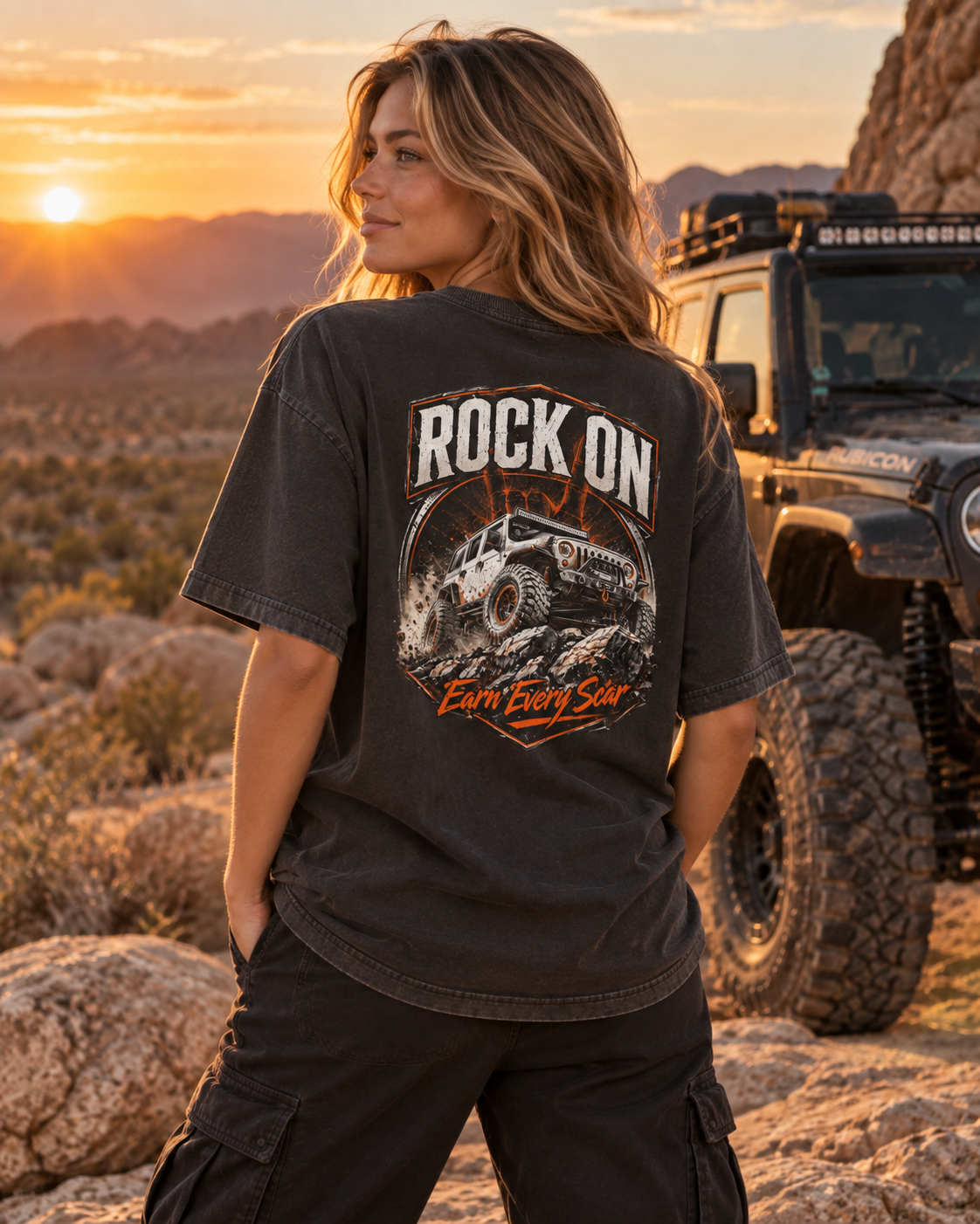 Rock On Vintage Washed Oversized Cotton T-Shirt