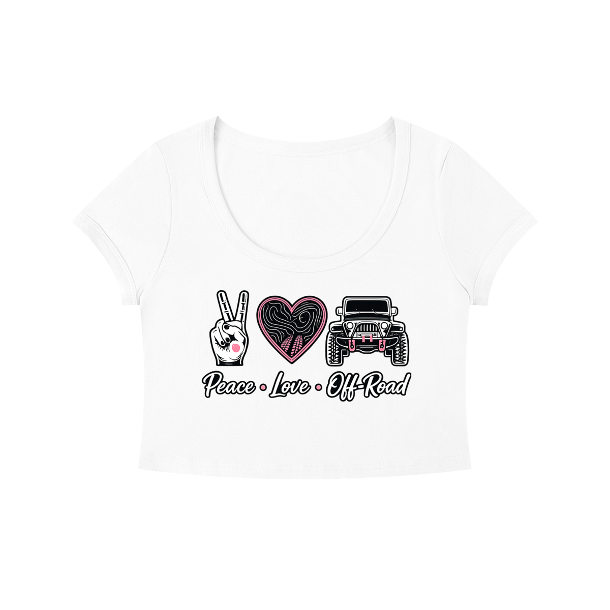 PEACE. LOVE. OFF-ROAD. Crop Tee