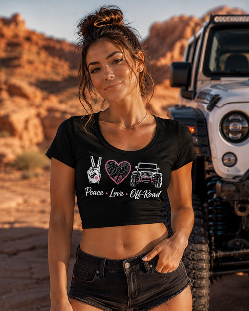 PEACE. LOVE. OFF-ROAD. Crop Tee