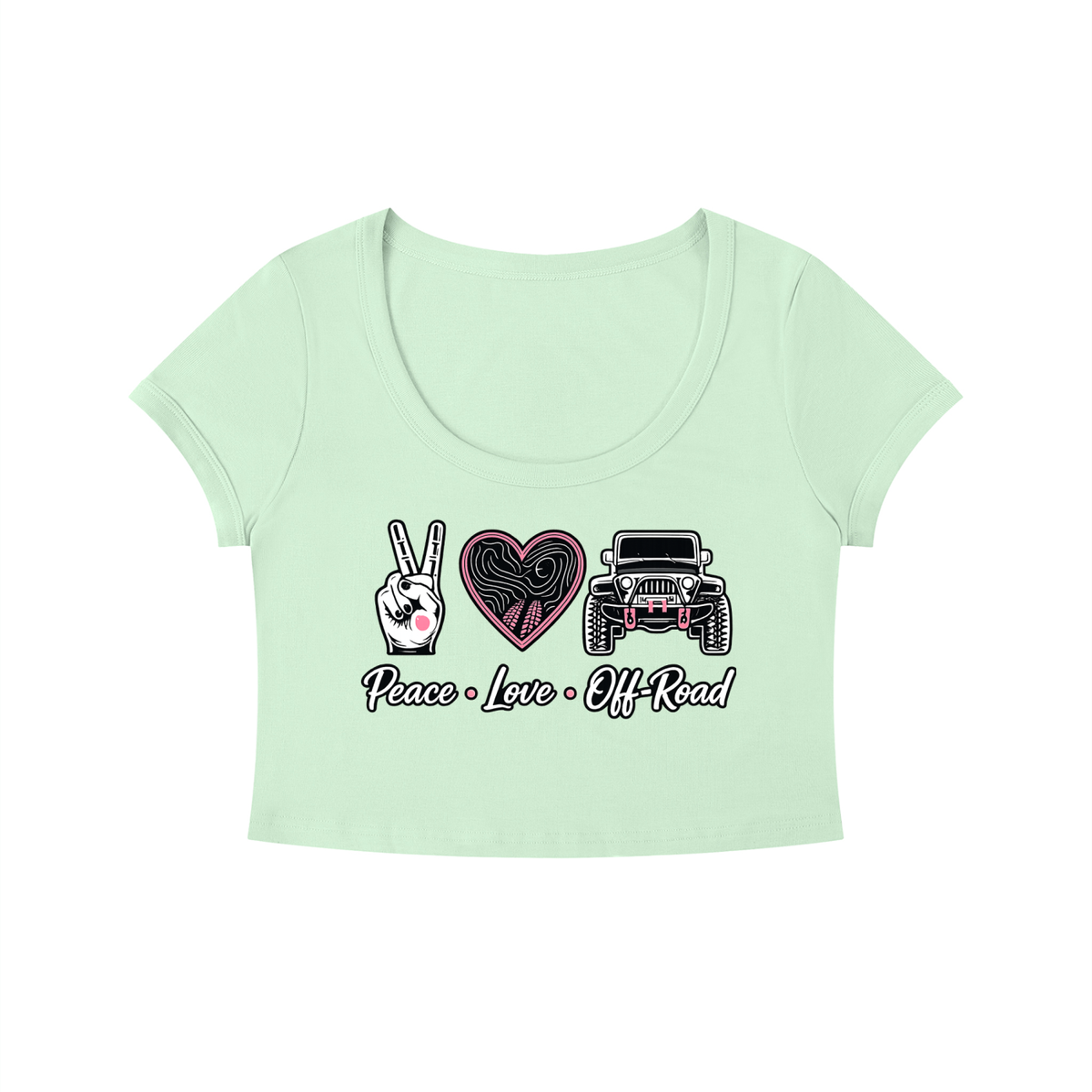 PEACE. LOVE. OFF-ROAD. Crop Tee