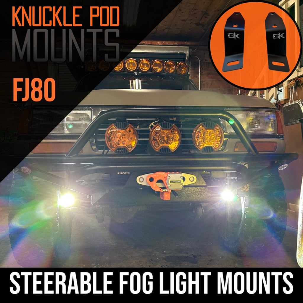 Toyota FJ80 Landcruiser Steerable Knuckle Pod Light Mounts (1990-1997)
